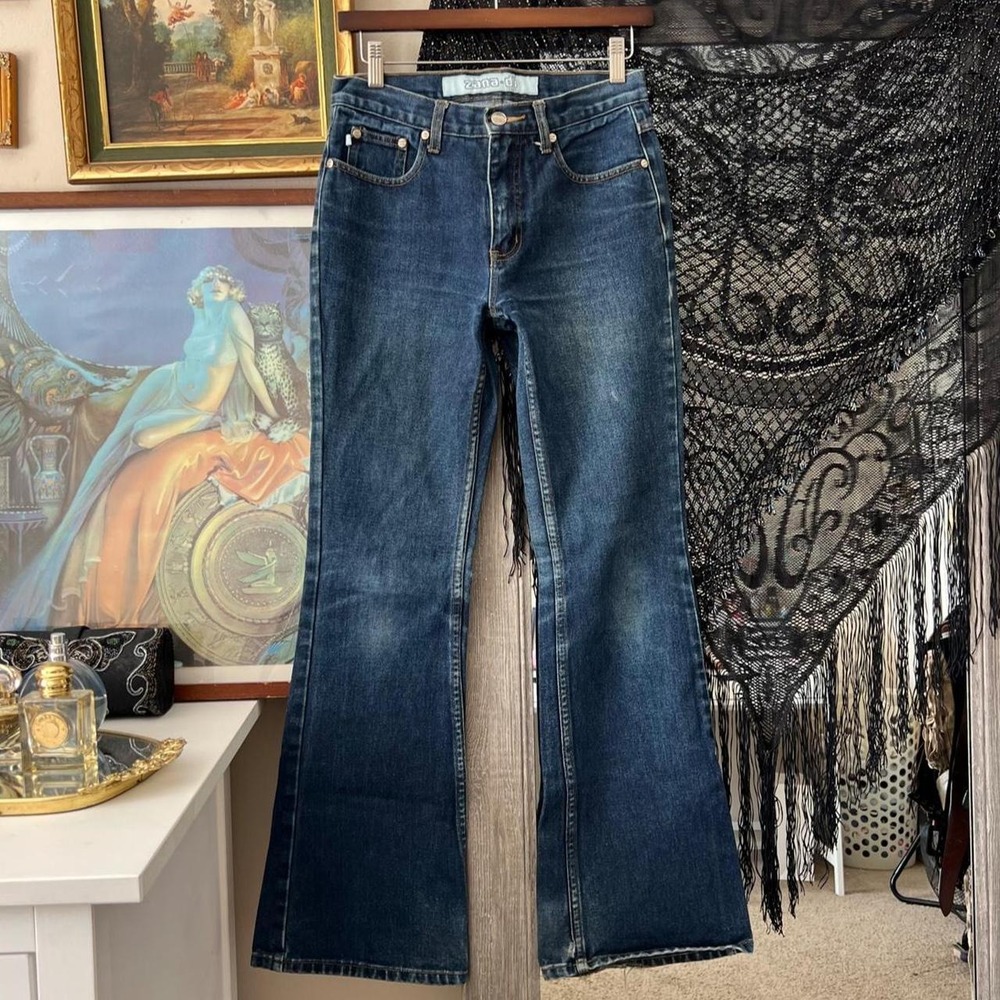 Zana-Di Vintage 2000s High Waisted Dark Wash Flared Jeans Blue Denim Size 3